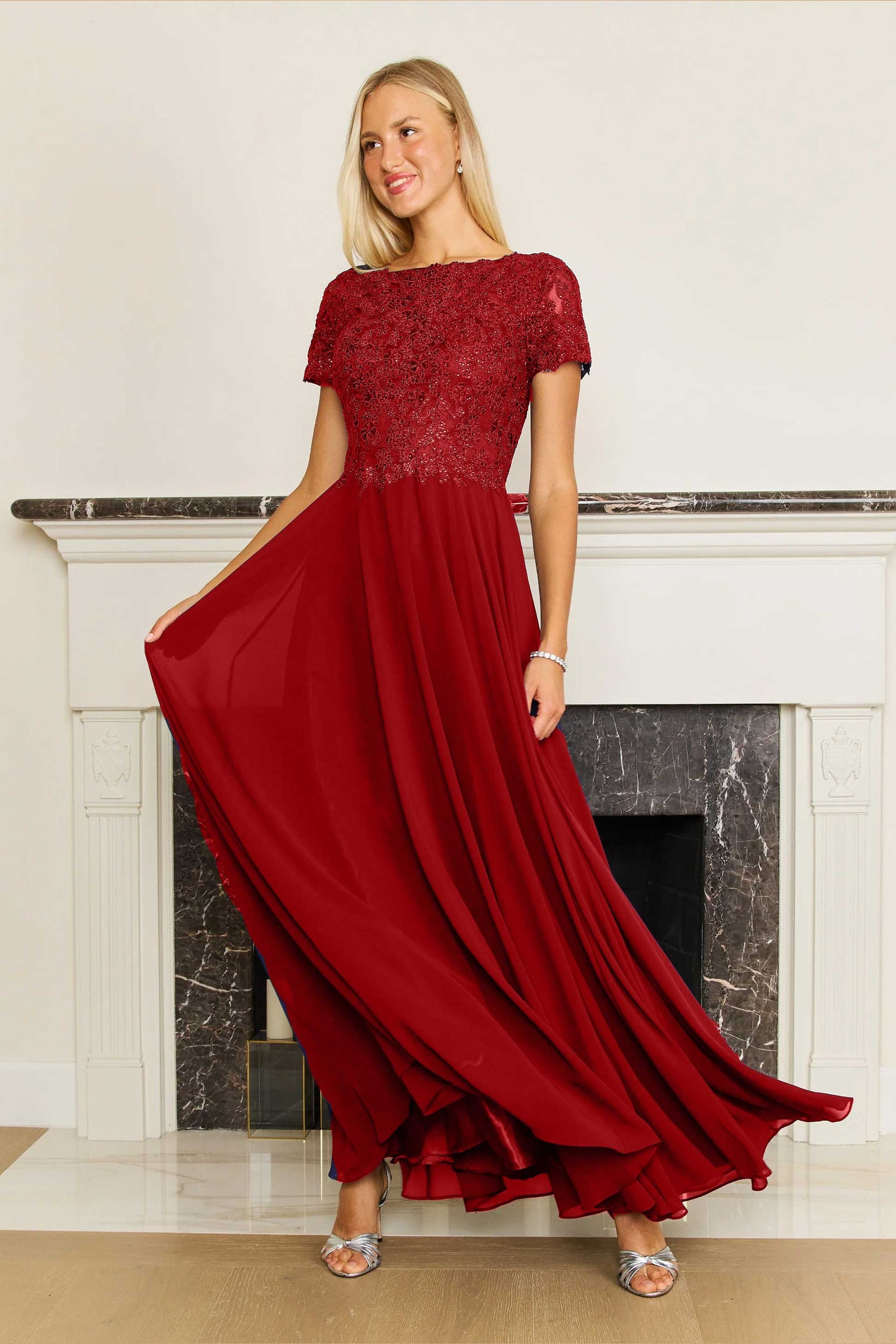 Short Sleeve Mother Of The Bride Evening Dress