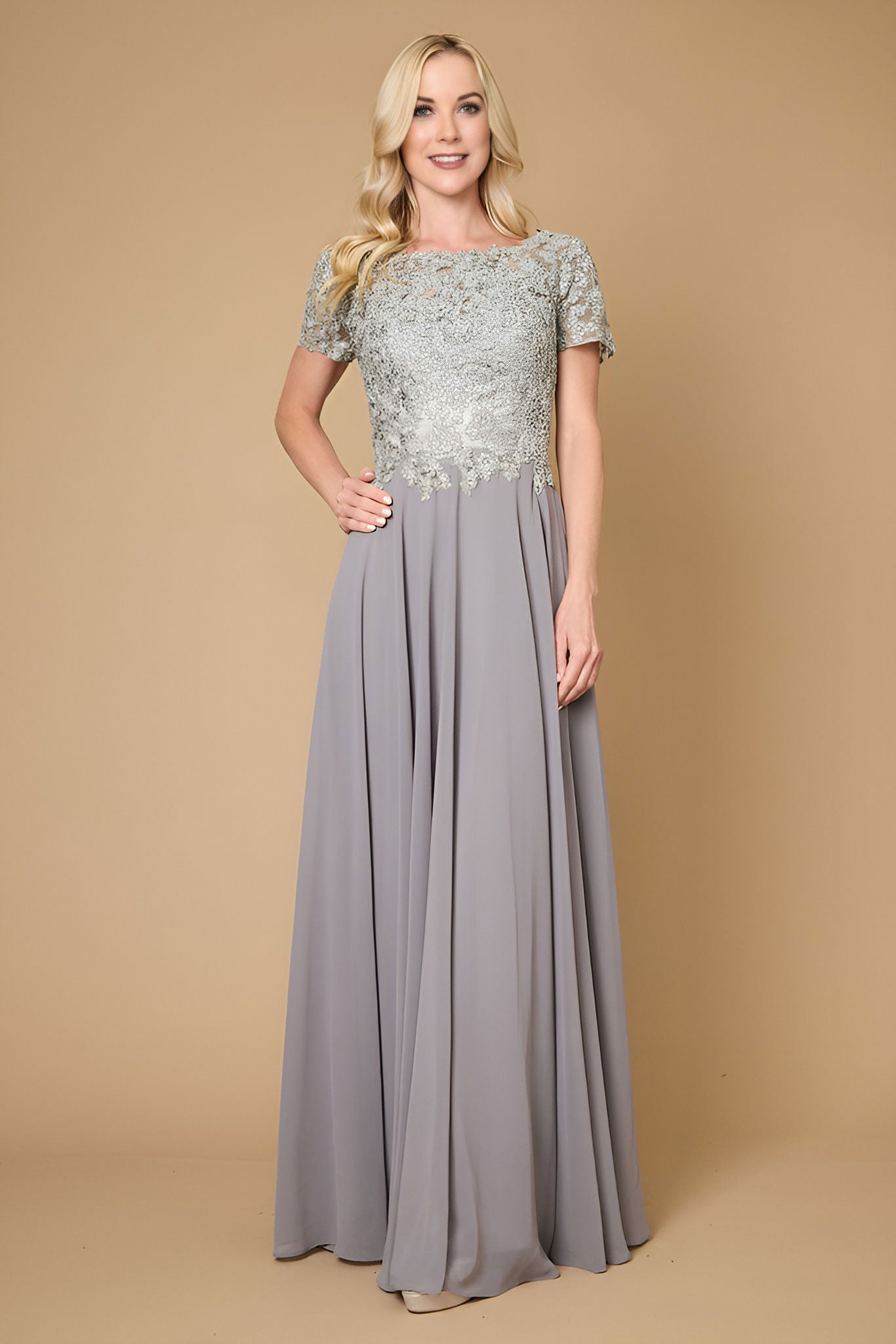Short Sleeve Mother Of The Bride Evening Dress