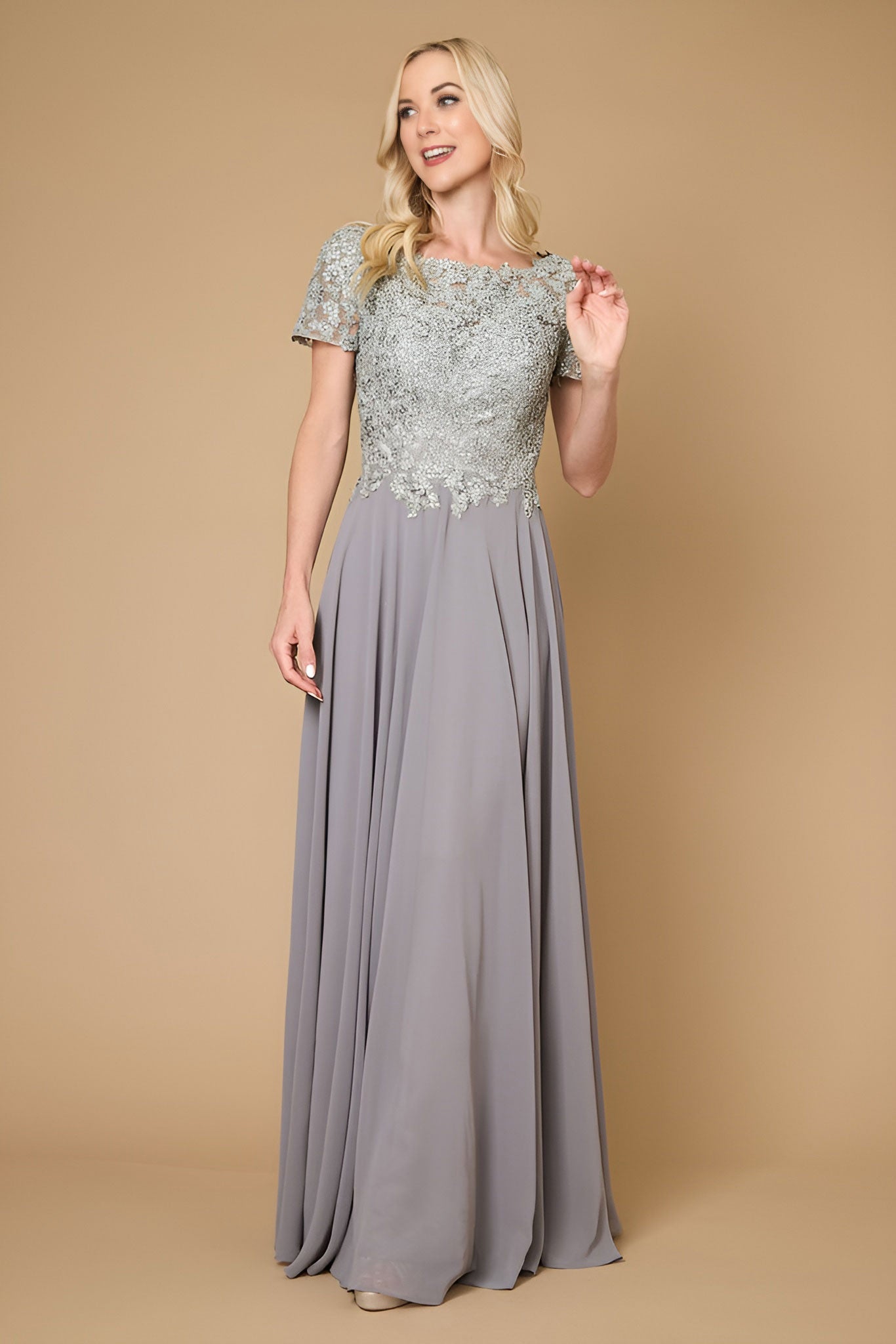 Short Sleeve Mother Of The Bride Evening Dress