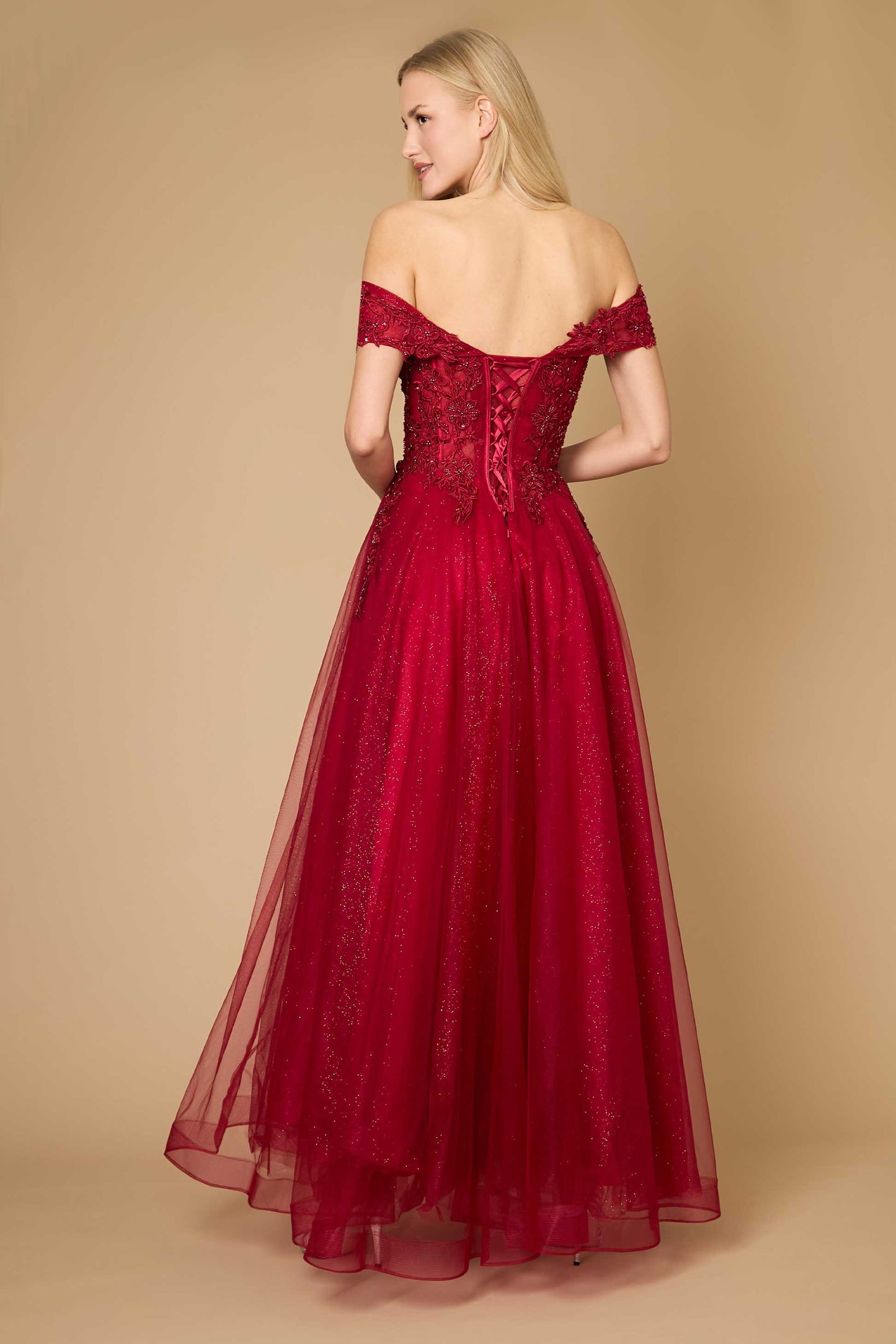 Long Off Shoulder Corset Formal Dress