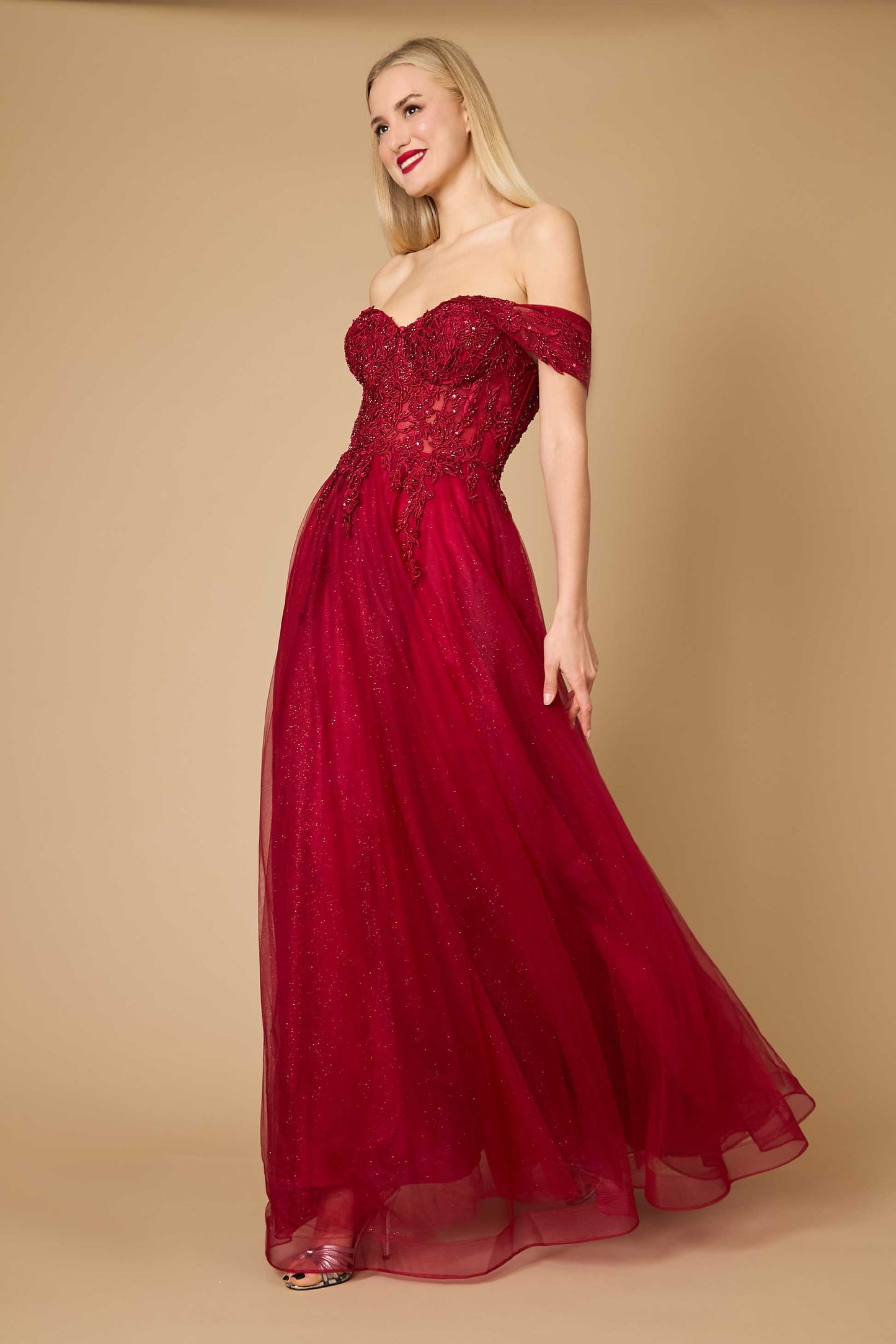 Long Off Shoulder Corset Formal Dress