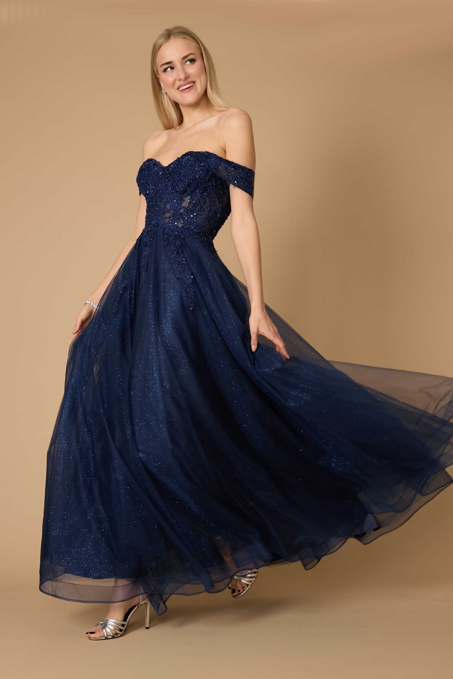 Long Off Shoulder Corset Formal Dress