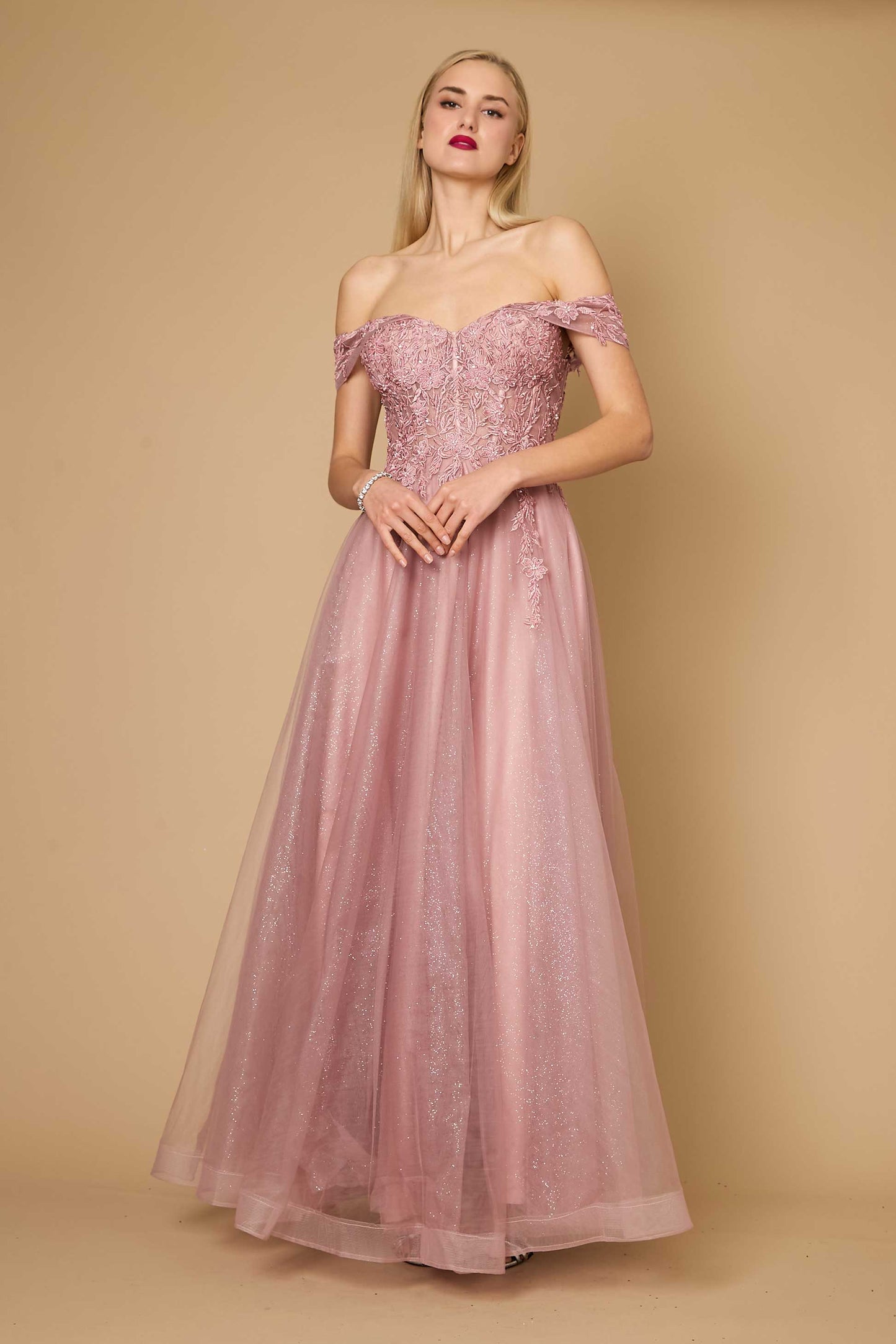 Long Off Shoulder Corset Formal Dress